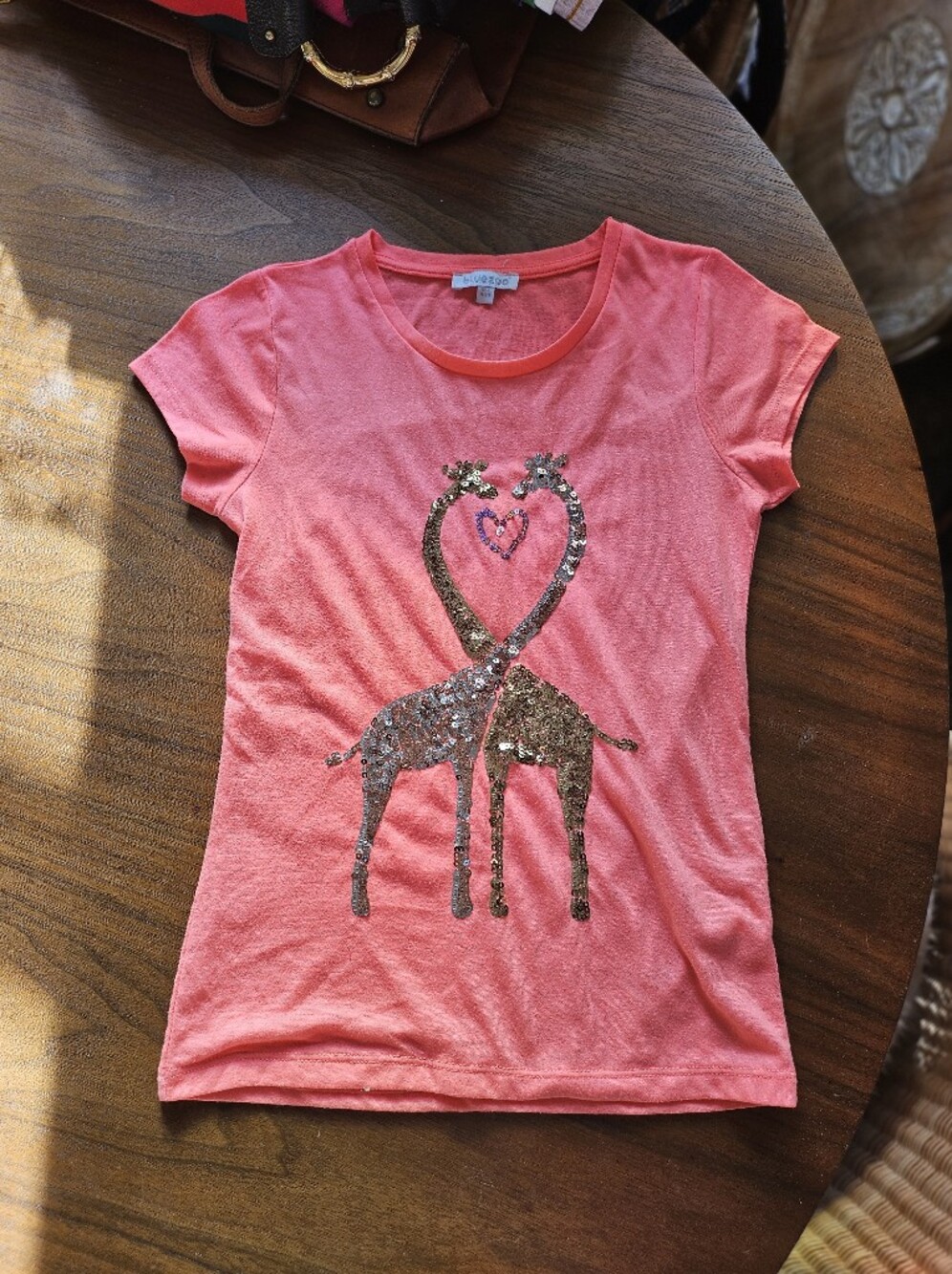 Blue Zoo - Debenhams UK Girls' Coral Pink Sequin Flamingo Tee Shirt Age 9-10